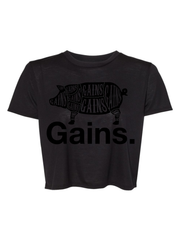 Gains | Black Out Crop Tee